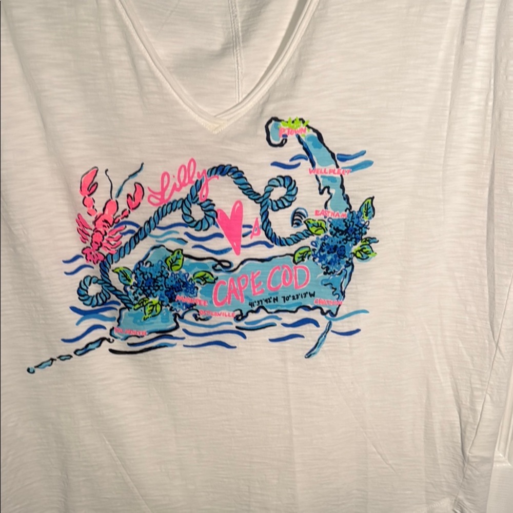 Lilly Pulitzer Pink White Graphic Relaxed T-Shirt - Picture 2 of 5